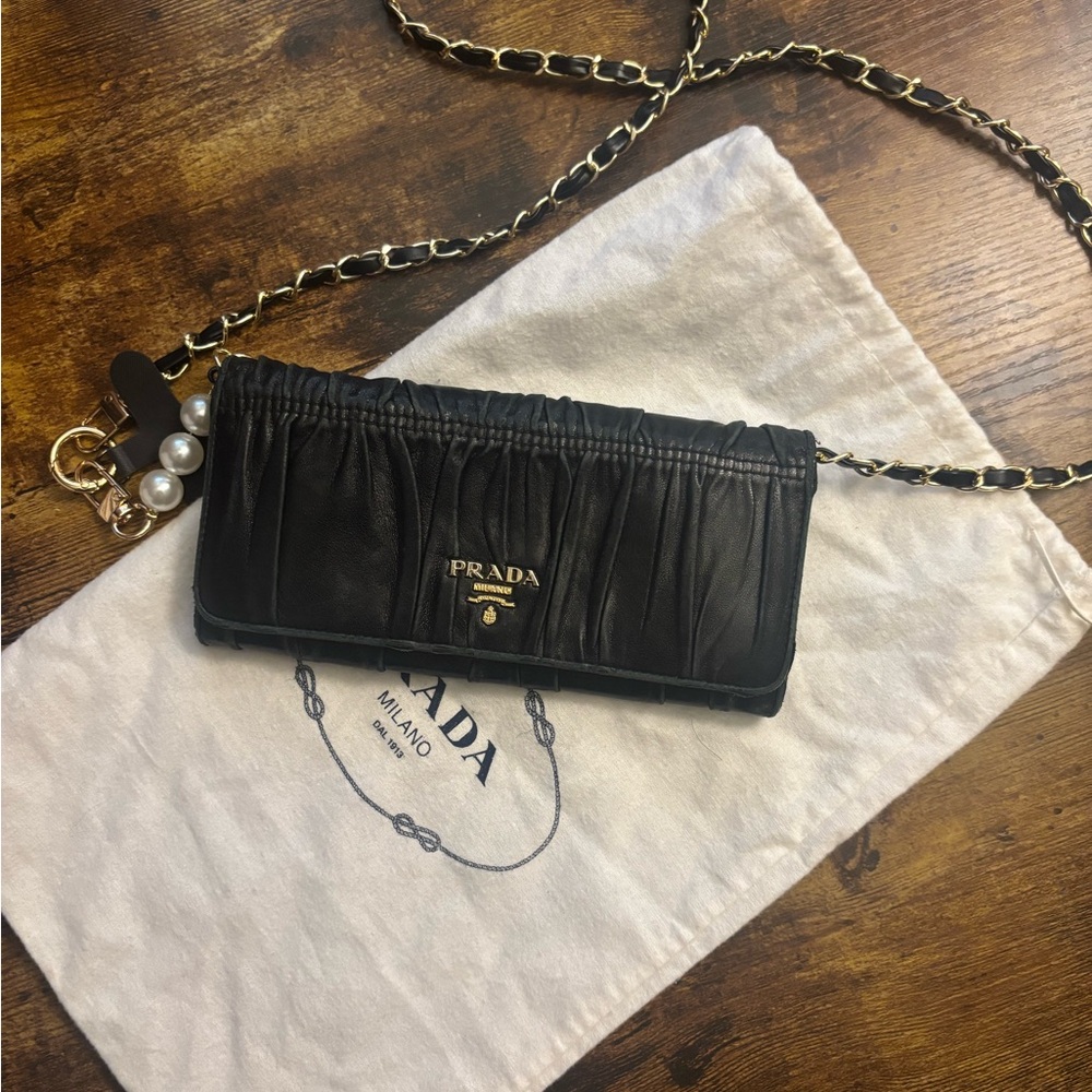 Prada Black Leather Chain Bag